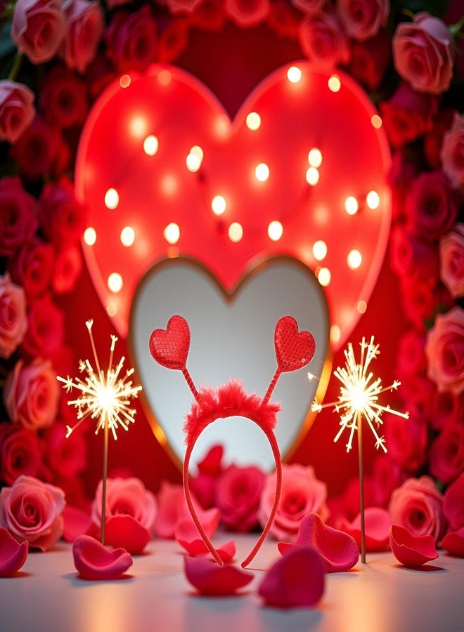WLngtv Heart Headband Red Sequin Love-shaped Head Valentine's Day Headband Hair Accessories Dress Accessories for Valentine Party Props Hats and Caps, Red Sequin Love Design, Party Hair Accessories - Image 4